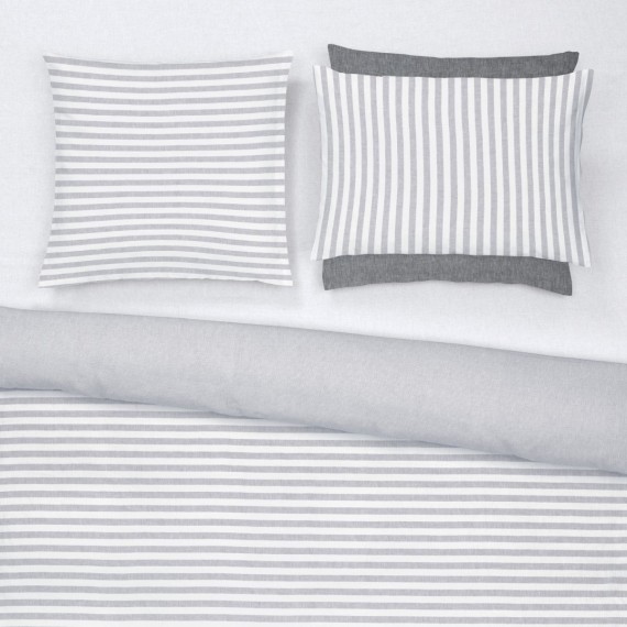 Christian Fischbacher Summertime Silvermoon 005, bianchieria da letto a righe in mezzo lino Crispy