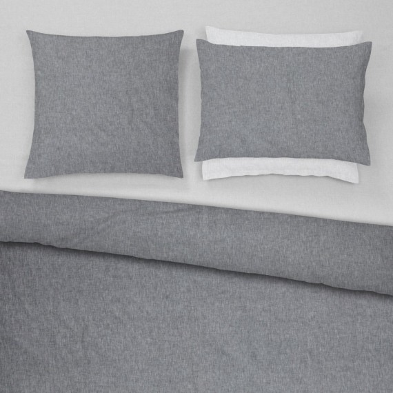 Christian Fischbacher Sunkiss 016 midnight black, linge de lit en demi-lin Crispy