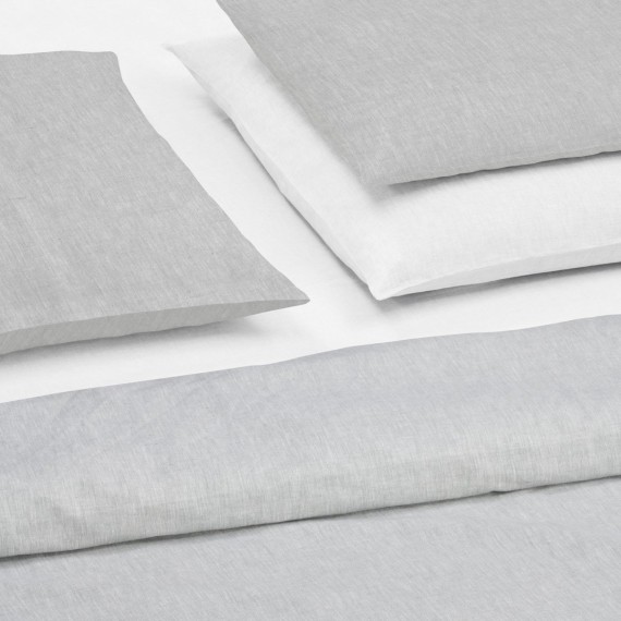 Christian Fischbacher Sunkiss 005 silvermoon, linge de lit en demi-lin Crispy