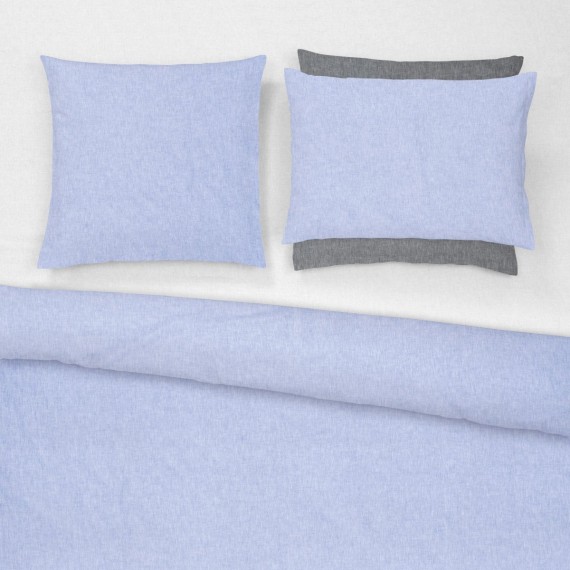 Christian Fischbacher Sunkiss 056 morning sky, linge de lit en demi-lin Crispy