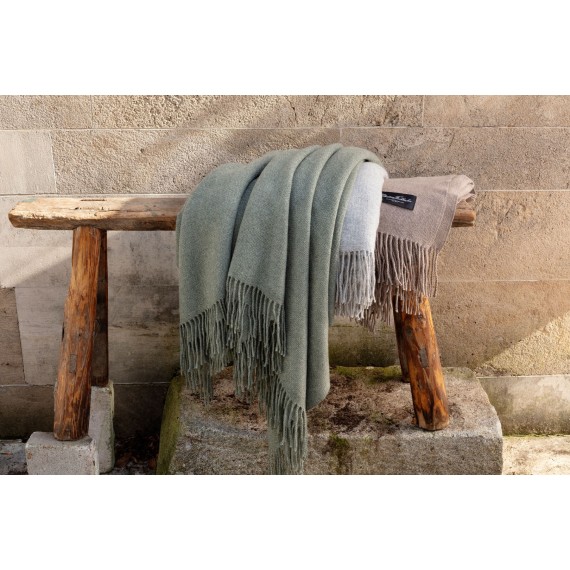 Christian Fischbacher 904 sage, 905 fog, 907 almond plaid in cashmere