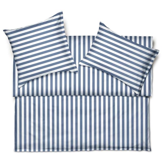 Bettwäsche Aris marine von Schlossberg – Zeitlose Streifen in Organic Satin