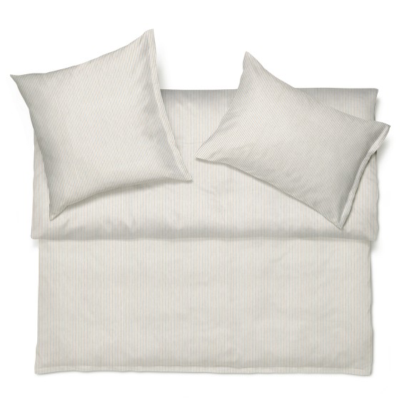 Schlossberg Gustav beige, linge de lit en flanelle avec rayures