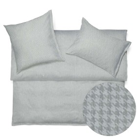 Schlossberg Theo gris, Flanell Bettwäsche mit Hahnentrittmuster