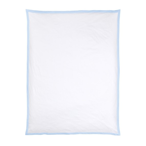 Christian Fischbacher Color Frame 841 ciel, linge de lit en satin avec volant