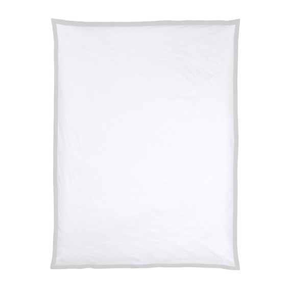 Christian Fischbacher Color Frame 305 grigio chiaro, biancheria da letto in satin con balza