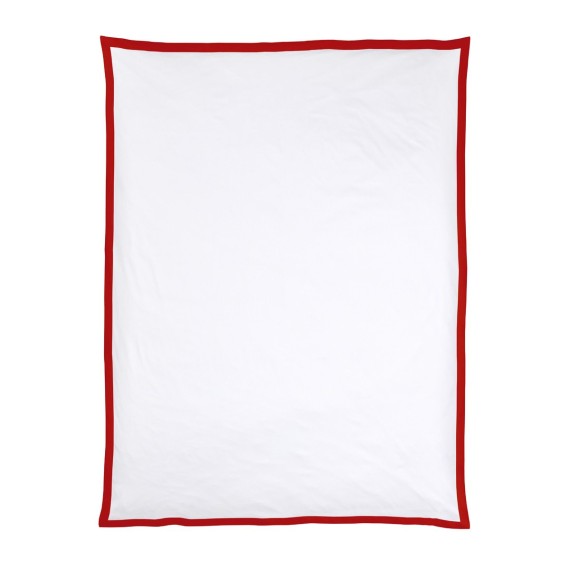 Christian Fischbacher Color Frame 292 rouge, linge de lit en satin avec volant
