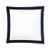 Christian Fischbacher Color Frame 861 bleu nuit, linge de lit en satin avec volant