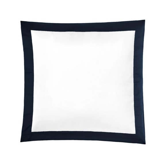 Christian Fischbacher Color Frame 861 bleu nuit, linge de lit en satin avec volant