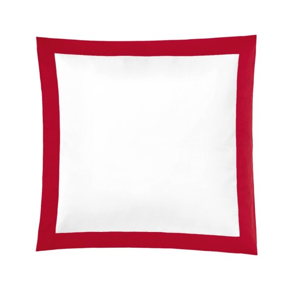 Christian Fischbacher Color Frame 292 rouge, linge de lit en satin avec volant