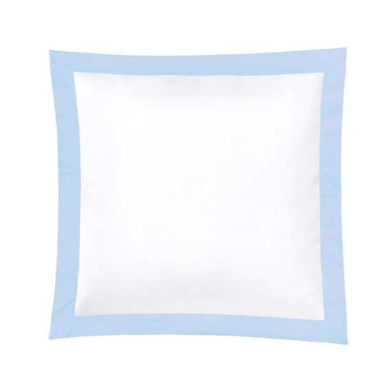 Christian Fischbacher Color Frame 841 ciel, linge de lit en satin avec volant