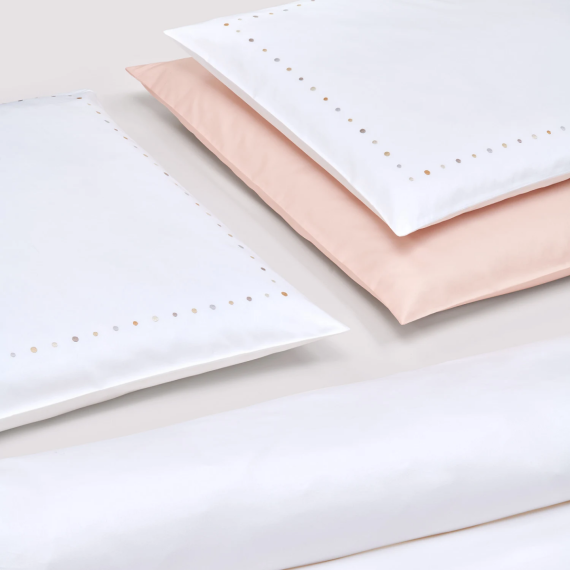 Christian Fischbacher Twinkle 305 bronzo-oro-argento, biancheria da letto in raso ricamata