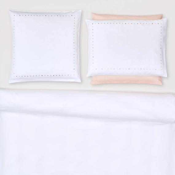 Christian Fischbacher Twinkle 305 bronzo-oro-argento, biancheria da letto in raso ricamata