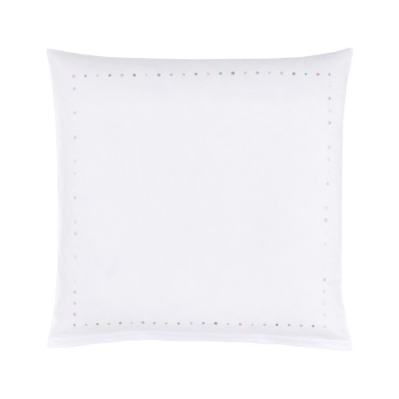 Christian Fischbacher Twinkle 010 Türkis-Rosa-Vanille Satin bestickt