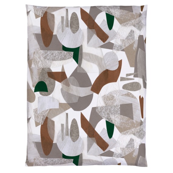 Christian Fischbacher Unique, biancheria da letto in satin ispirate al movimento artistico del cubismo.