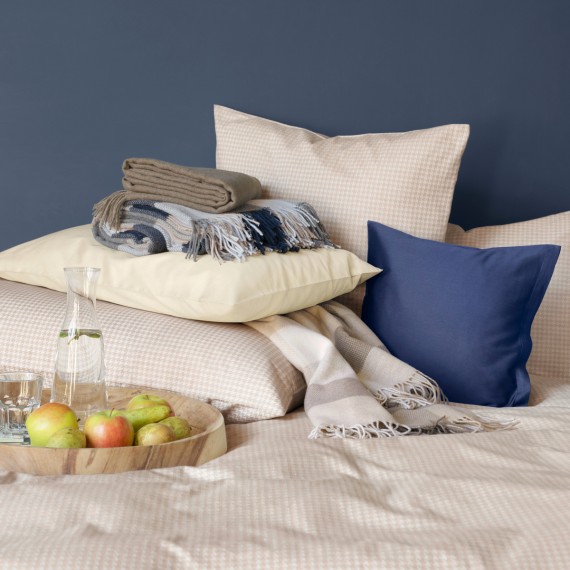 Schlossberg Theo beige, biancheria da letto in flanella a pied de poule