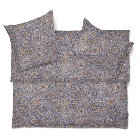 Schlossberg Perinn bleu, linge de lit en jersey avec texture en paisley
