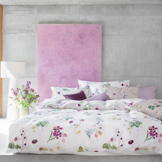 Schlossberg Freya blanc e beige, biancheria da letto in jersey a fiori