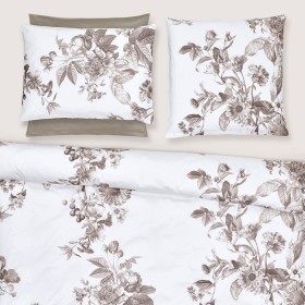 Christian Fischbacher Grandezza, biancheria da letto in raso ispirata a fiori, bacche e cespugli di grandi dimensioni