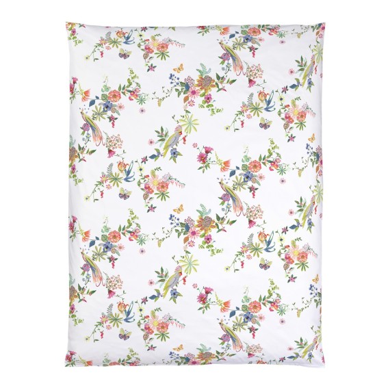 Christian Fischbacher Papagena, Satin Bettwäsche mit Vögeln, Schmetterlingen und Blumen