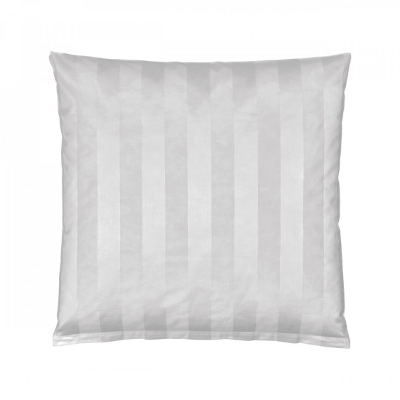 Christian Fischbacher Broadway 295 gris, linge de lit en satin à larges rayures verticales