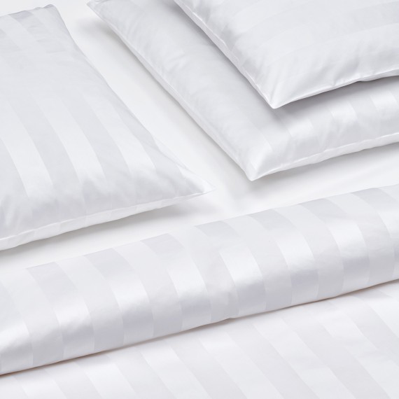 Christian Fischbacher Broadway 010 bianco, biancheria da letto in satin le ampie righe verticali