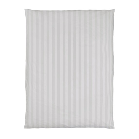 Christian Fischbacher Broadway 295 gris, linge de lit en satin à larges rayures verticales