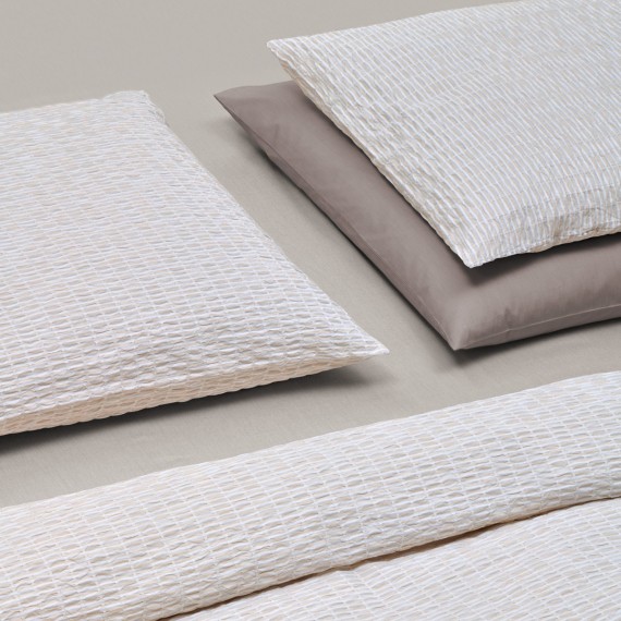 Christian Fischbacher Twist 305 grigio chiaro-beige - Biancheria da letto in seersucker