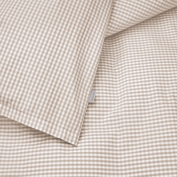 Schlossberg Andrin beige - Biancheria da letto a quadri in percalle