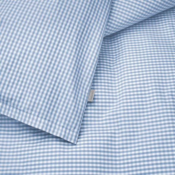 Schlossberg Andrin bleu - Linge de lit en percale avec des carreaux