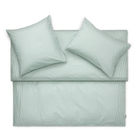 Schlossberg Andrin vert - Linge de lit en percale avec des carreaux