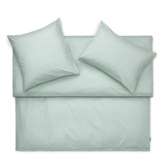 Schlossberg Andrin vert - Linge de lit en percale avec des carreaux