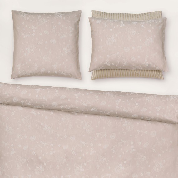 Biancheria da letto Fiori Pastello Verso 132 rosa conchiglia in jacquard di Christian Fischbacher