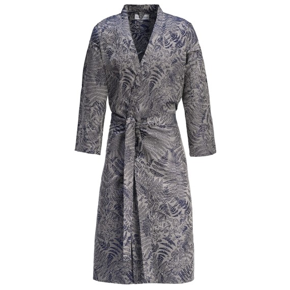 Kimono Farn Verso – Felci argentate in jacquard di cotone