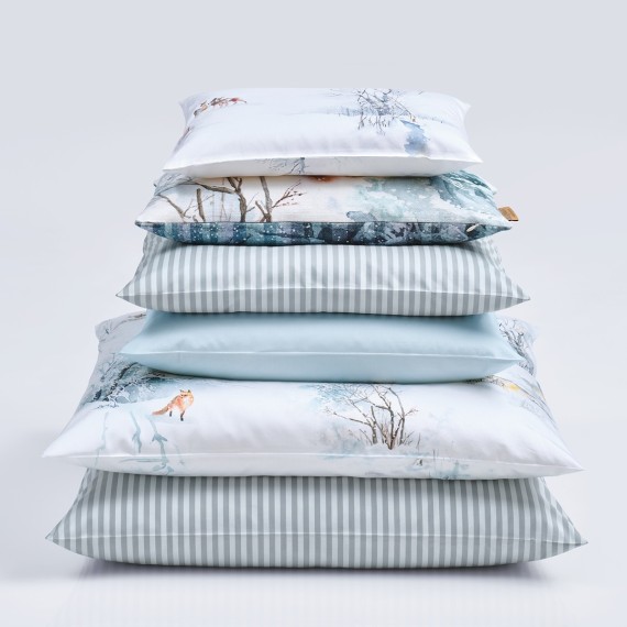 Christian Fischbacher Nils 011 blu foschia - Biancheria da letto a righe eleganti in Renforcé