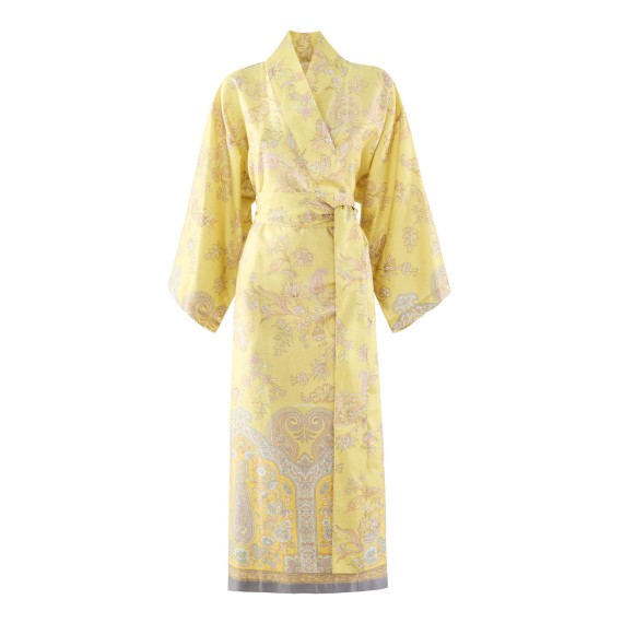 Indian Roses Kimono Y1 – Orientalisches Floralmuster auf Baumwollsatin