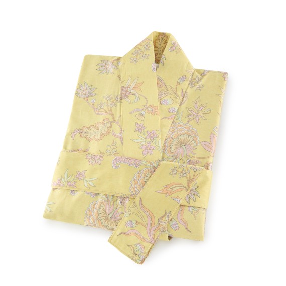 Indian Roses Kimono Y1 – Orientalisches Floralmuster auf Baumwollsatin