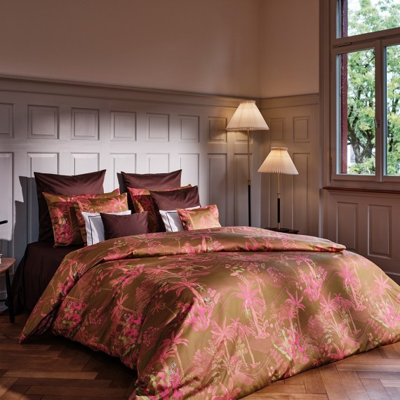 Christian Fischbacher Oasis 134 senape / pink – Biancheria da letto in cotone