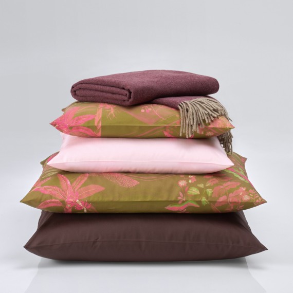 Christian Fischbacher Oasis 134 senape / pink – Biancheria da letto in cotone