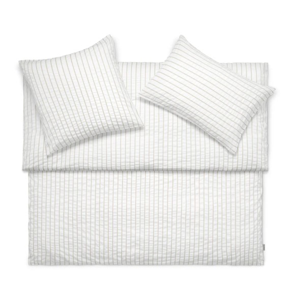 Linge de lit Schlossberg Lenny beige en seersucker – fraîcheur