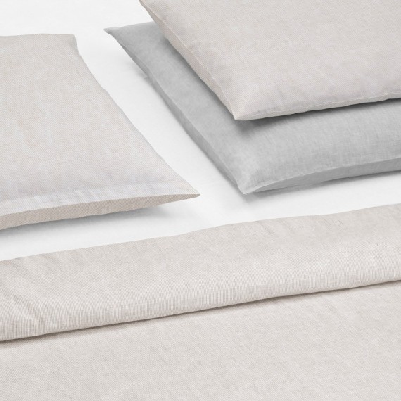 Christian Fischbacher Make My Day oatmeal 013, linge de lit en demi-lin Crispy