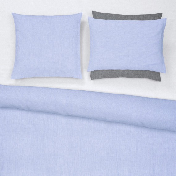 Christian Fischbacher Make My Day morning sky 056, linge de lit en demi-lin Crispy