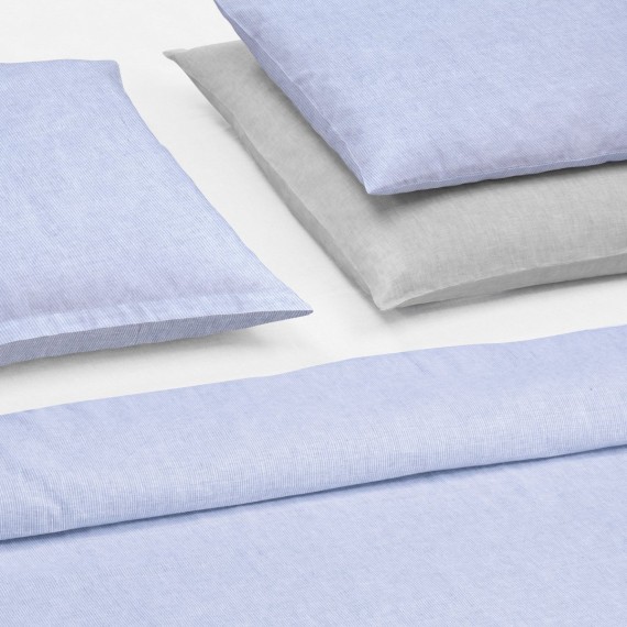 Christian Fischbacher Make My Day morning sky 056, linge de lit en demi-lin Crispy