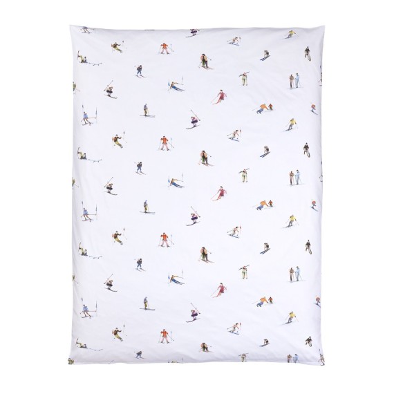 Christian Fischbacher Engadina linge de lit en Satin avec les skieurs