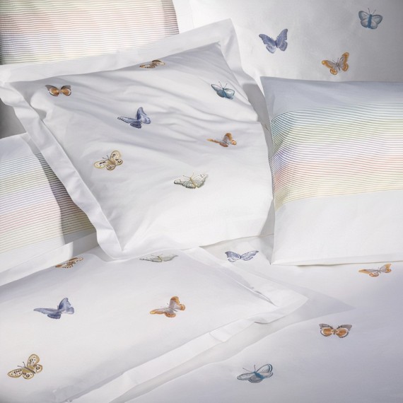 Christian Fischbacher Butterfly, biancheria da letto in satin ricamato con farfalle