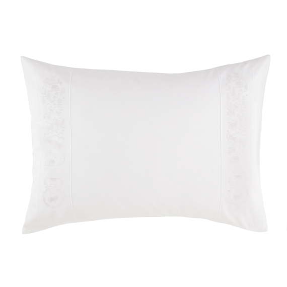 Christian Fischbacher Alpaufzug 010 bianco, biancheria da letto ricamata