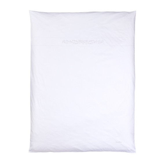 Christian Fischbacher Alpaufzug 010 blanc, linge de lit en satin brodé